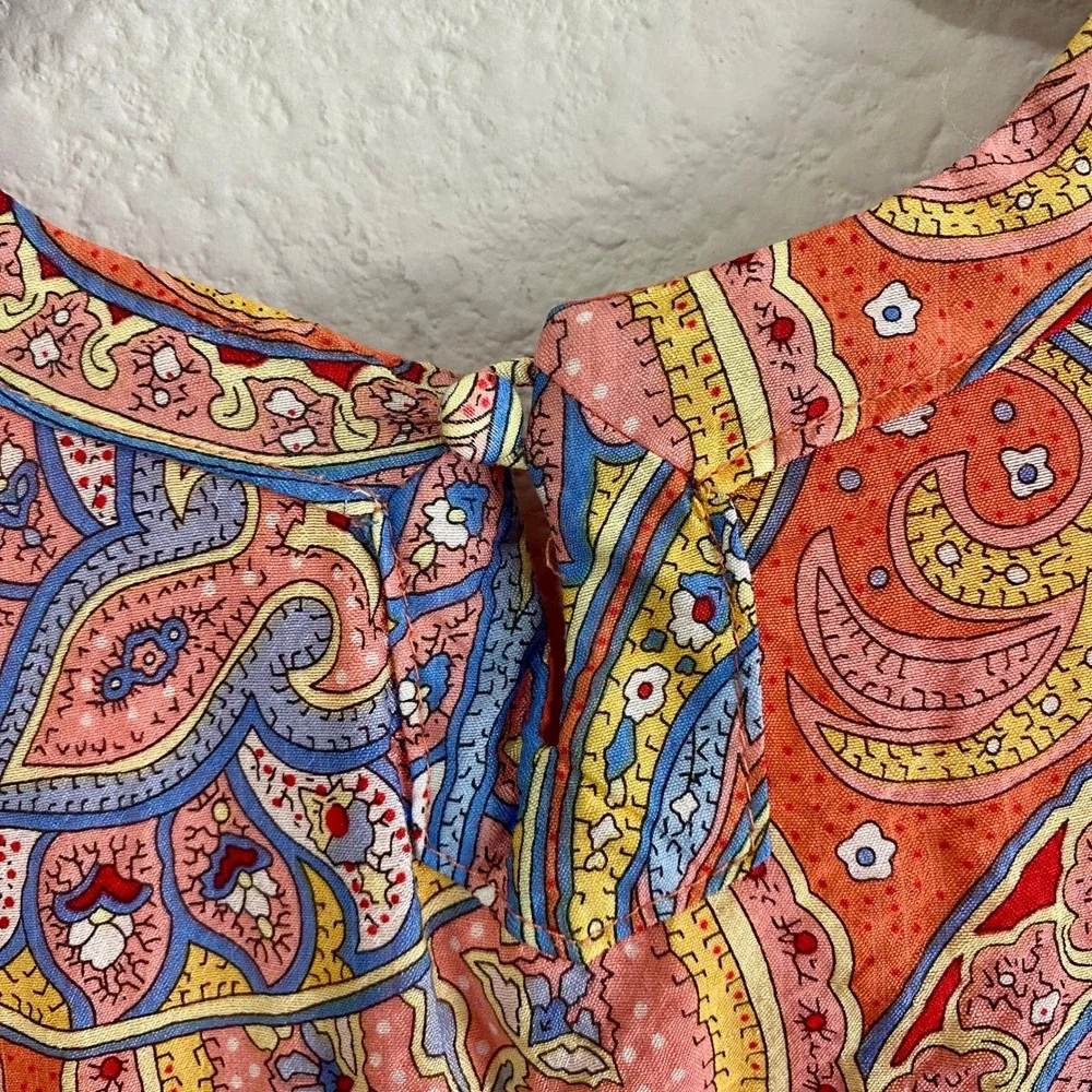 Molly Bracken Paisley V-Neck Midi Dress Coral L Boho Upside‎ Down Label